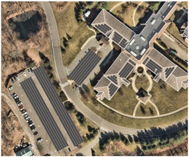 Aerial shot of Meadow Ridge Solar project